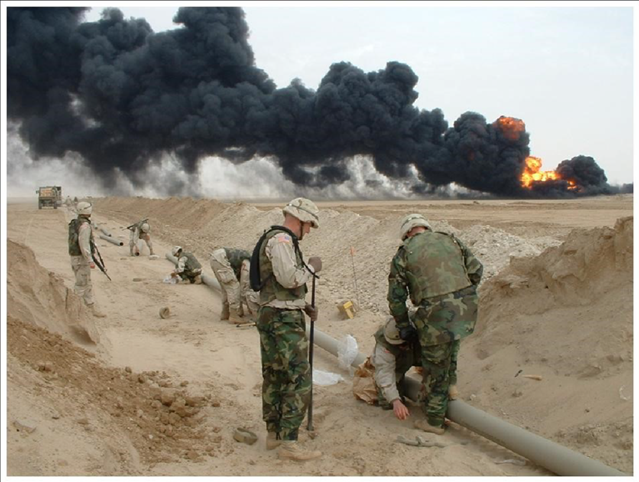 49<sup>th</sup> QM Group Soldiers working with the Inland Petroleum Distribution System.