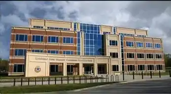 The front of the Combined Arms Support Command (CASCOM) building.