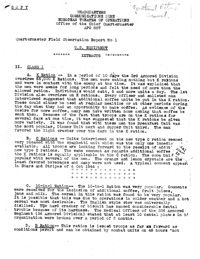 Cover of the Quartermaster Field Report No 1 typed report.