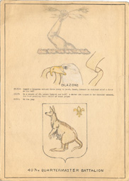 Scaned image of the Original 407th QM BN Heraldry Drawing.