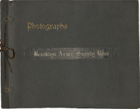 Black cover of the Brooklyn Army Supply Base photo album.