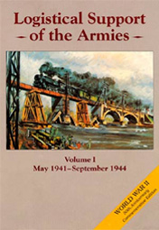 Cover art: Soldiers in a boat watch a train cross a repaired bridge.