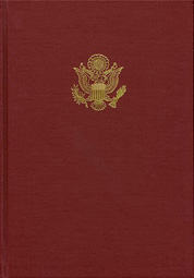 Red book cover with no title and The War Deparment seal at the top center.