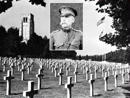 Arlington National Cemetery from 1917 with a profile photo of Col. Pierce top center.